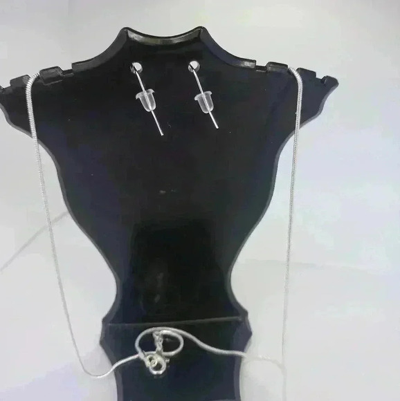 Sterling Silver Earrings and Necklace Set - Picture 4 of 4